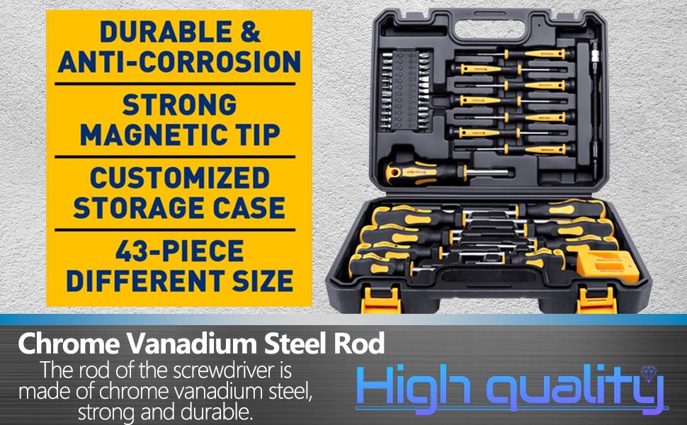 43-piece Screwdriver Set, Include Phillips, Slotted, Pozidriv, Hex, Torx, and Magnetizer demagnetizer Precision Screwdriver Set for Tools for Men