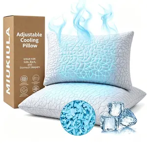 MIUKIULA Cooling Pillow for Sleeping, Shredded Memory Foam , Cool Pillow for Hot Sleepers Adjustable Firm Pillow for Side, Back, Stomach Sleepers Soft Yet Support summerwins,summerwins