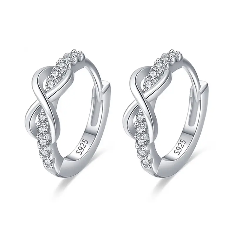 AELNEN S925 Sterling Silver Infinite Love Cubic Zirconia Round Cartilage Jewelry for Birthday Party - Infinite Love Design