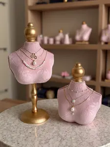 Velvet Fabric Jewelry Display Stand, Mannequin Props for Jewellery Storage, Desktop Decoration, Elegant Jewel Organizer Rack, Jewelry Storage Unit