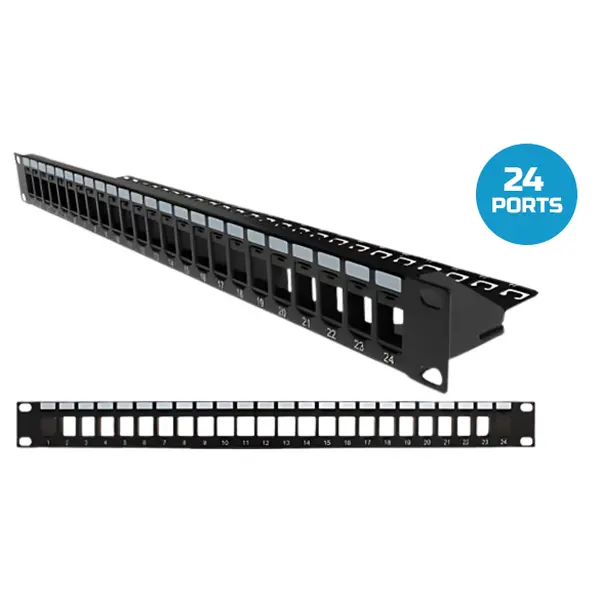 Blank Patch Panel UTP, with Cable Manager, 24 Port, 1U Black