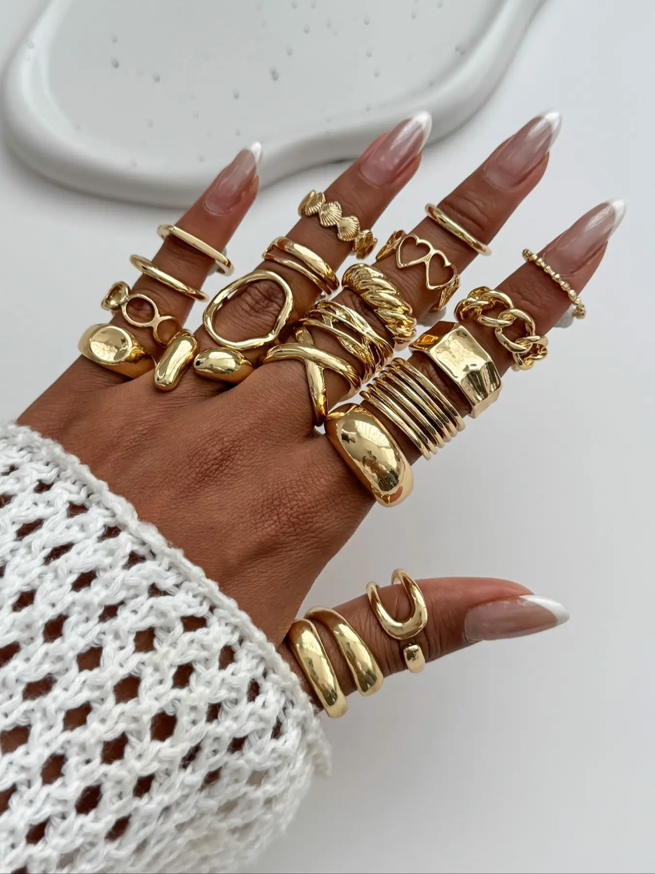 Women's Elegant Hollow Out & Heart Design Ring Set , Exquisite Trendy Stackable Rings Set, Stacking Ring Set, Fashionable Jewelry for Women As Gift, Bridal Ring Set, Engagement Wedding Jewelry, Statement Multi Ring, Stackable Finger Rings, Beautiful Rings