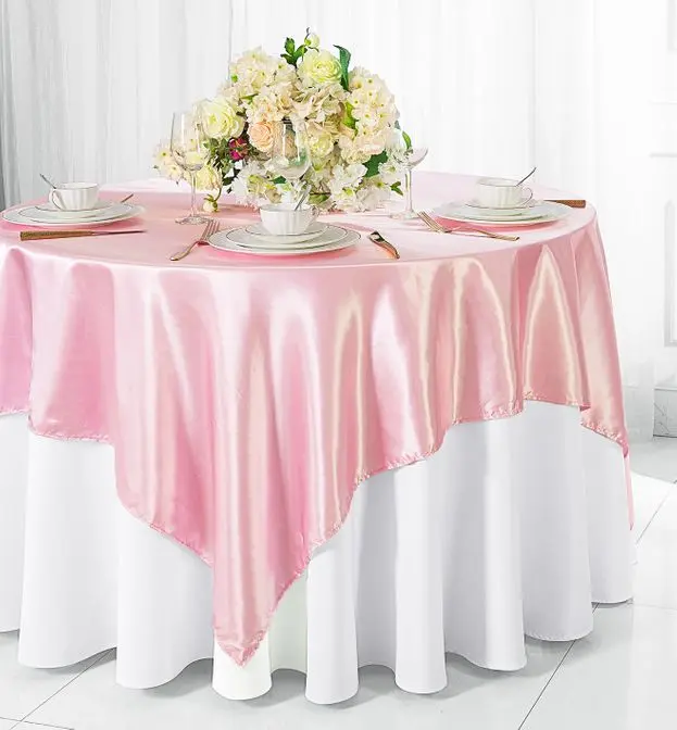 72"x72" Seamless Square Satin Table Overlay - Pink (1pc)