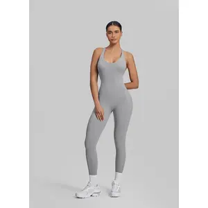 Form-Fitting Full Length Crossback Built-in Bra Sweat-Wicking Bodysuit | Gym Girl Collection | Breathable, Womenswear