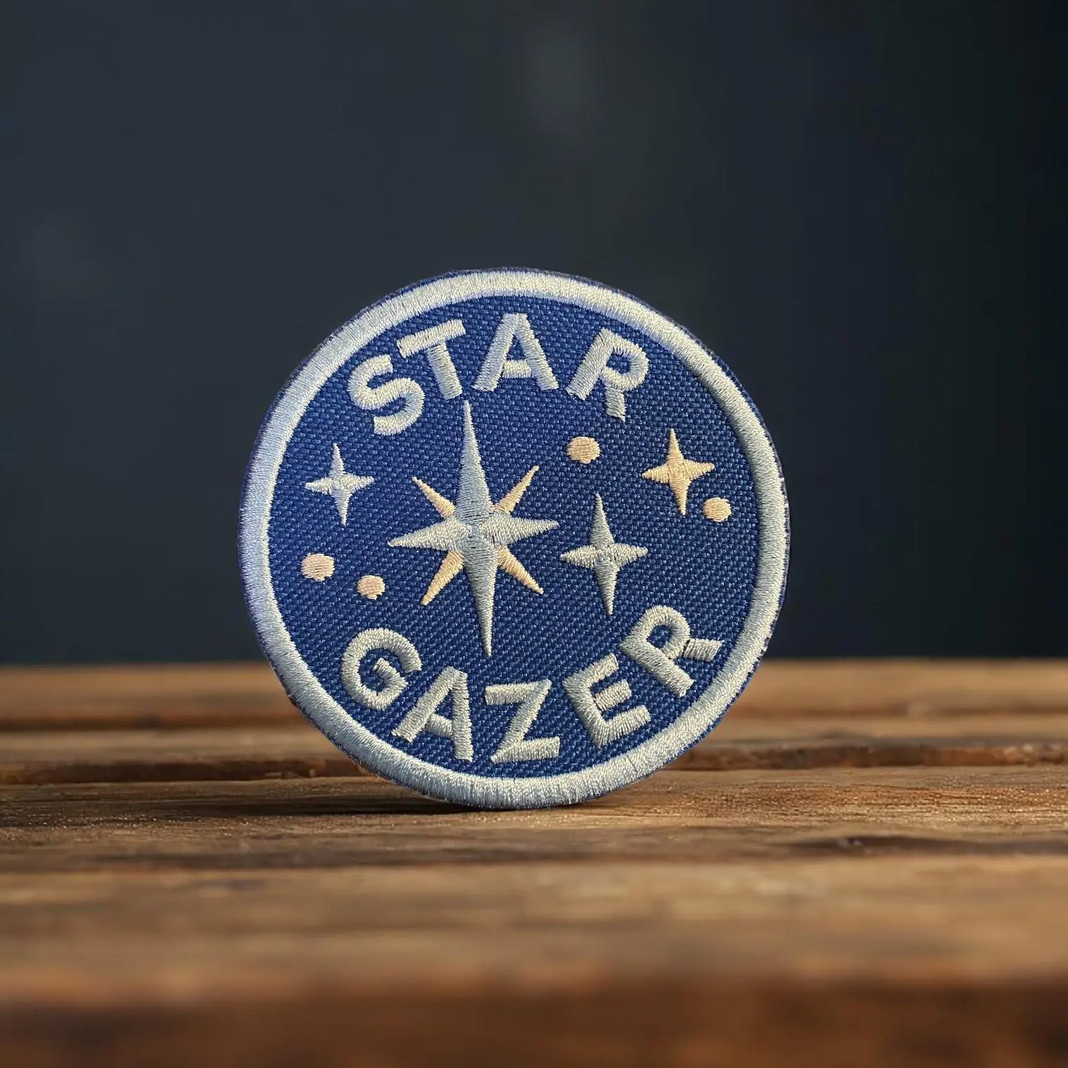 Star Gazer Embroidered Patch - Vintage Scouting Badge Style, Iron-On, Sew-On, Hook-On, Made-to-Order Night Sky Gift for Astronomy Fans, Merit Badge Displays, Stargazing Clubs