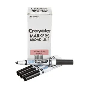 Crayola Ultra-Clean Washable Bulk Markers, Black - Pack of 12