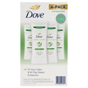 Dove Advanced Care Antiperspirant Deodorant Stick for Women Cool Essentials 4-Pack 72 Hour Odor & All Day Sweat Protection Cucumber Comfort