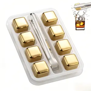 8 Packs Stainless Steel Whiskey Chilling Rocks, Reusable Ice Cube for Drinking, Cool Birthday Gift for Men Dad, Boyfriend, Beer Lover, Bourbon, Scotch, Gin, Beverage