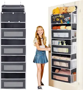 WOW Space-Saving Over-the-Door Storage Organizer with 10 Extra-Large Pockets, Heavy-Duty 5-Tier Hanging Rack with Anti-Tip Design, 44 lb Capacity for Bedroom, Bathroom, Pantry/Food Storage, Dorm Closet Organization Door Hanging Shoe Organizer