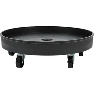 HECASA Universal Drum Dolly for 55 Gallon Round Container, 500 lbs Heavy Duty Plastic Drum Cart Barrel Cart Barrel Dolly Water Drums Trash Can Dolly with 5 Swivel Wheels for Transport Black