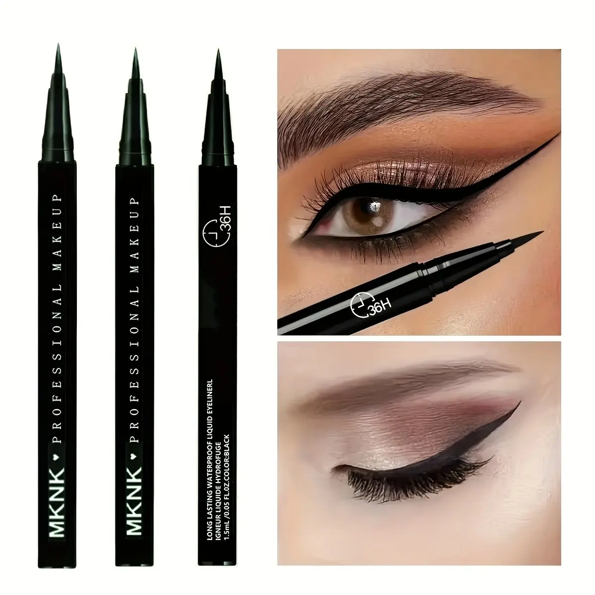 3Pcs High Quality Liquid Eyeliner Pen Cosmetic Super Long-Lasting Waterproof Liners Sweatproof Quick Dry Ultra-Fine Tip Smudge-Proof Fade-Proof High Pigment Pure Black All Day Wear Beginner Friendly Longwear Eyeliner