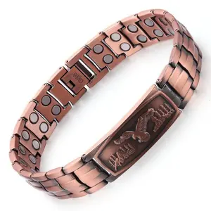 Nandudu Pure Copper Bracelet for Men Magnetic Bangle for Arthritis Relief, Eagle Design, Adjustable Tool, Jewelry Accessory Gift for him