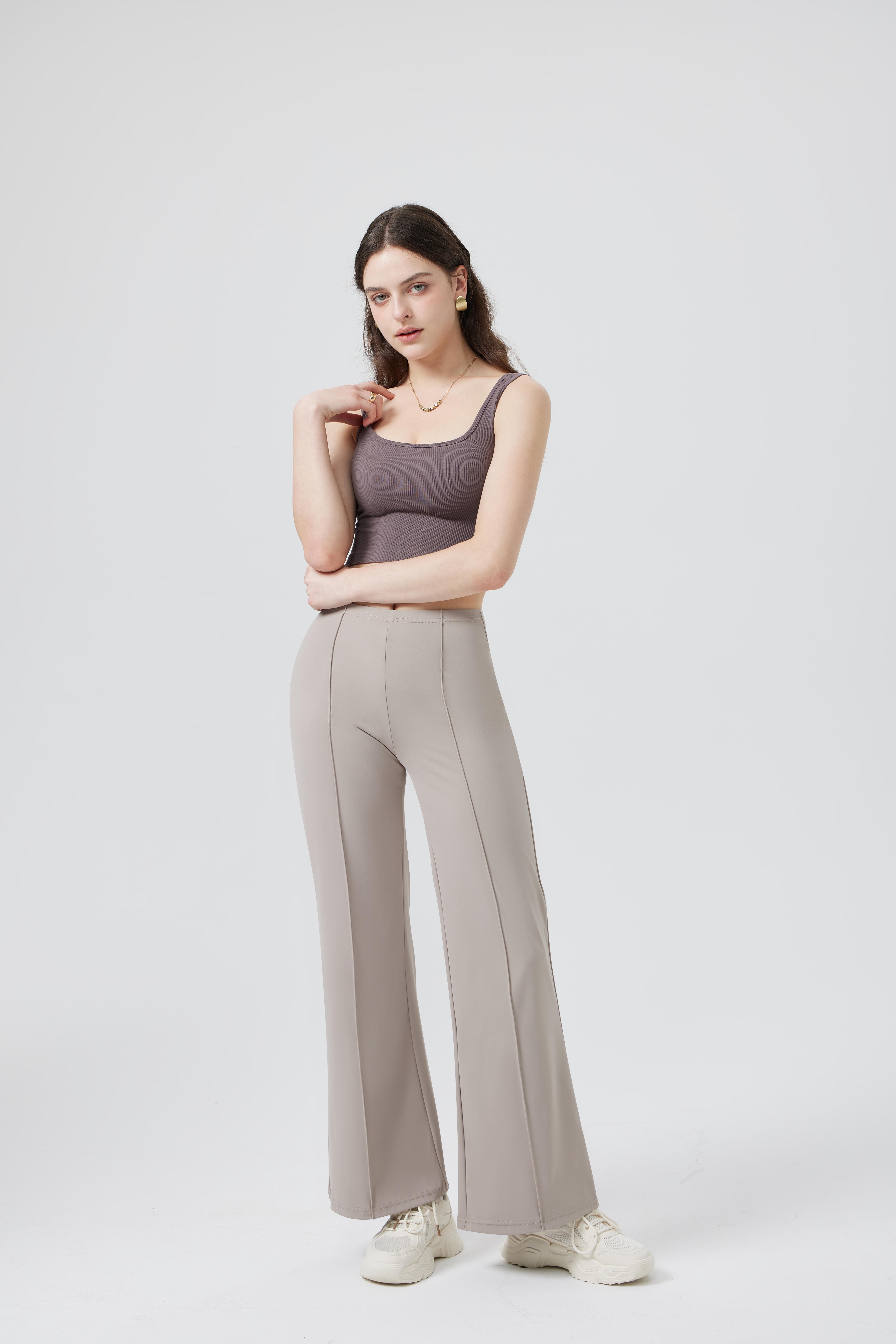 OQQ Women Straight Leg Pants High Waist Casual Lounge Work Basic Pants Vacation Comfort Trouser Minimalist Womenswear Bottom Lady Trouser,clothes for back to school,first day of school outfits