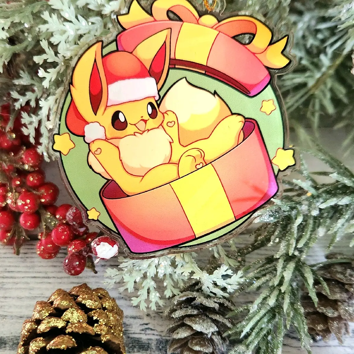 Holiday Eevee Acrylic Ornament - Festive Home Decor