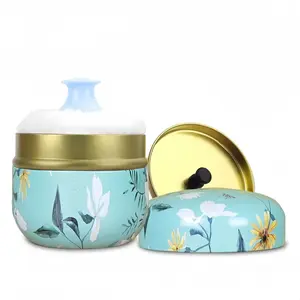 Body Powder Puff and Container, 3.35" Portable Dusting Powder Container with Soft Puff Loose Powder Case Box Jar with Lids for Baby Women Home and Travel Use