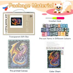 Latch Hook Rug Kits for Adults Dragon Pattern Printed Canvas DIY Rug Crochet Yarn Tapestry Kits Home Decor 20.5"X15"