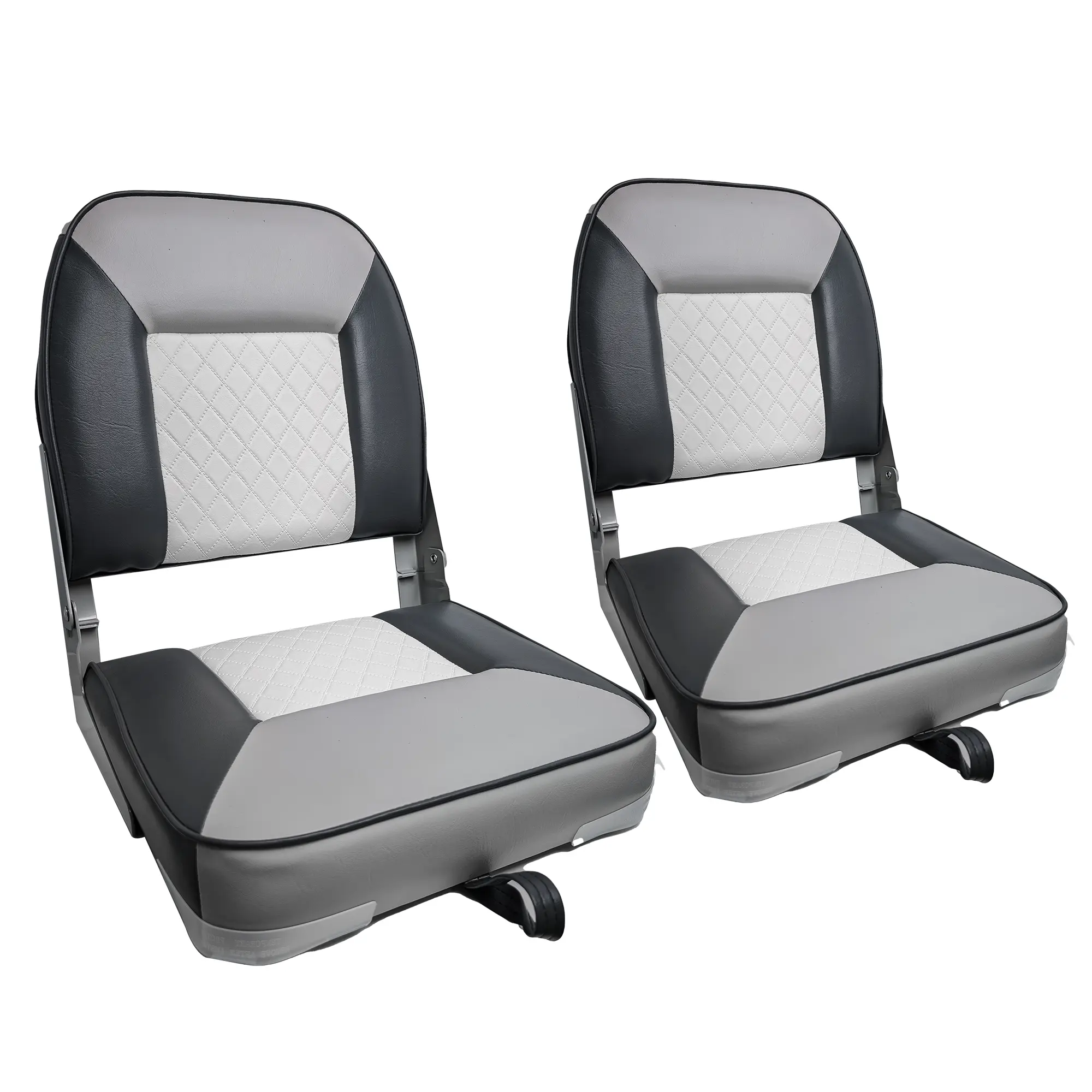 VANCUS Folding boat seats, Low Back boat seats,for speedboats, fishing boats, and sightseeing boats,White/Charcoal,2-Pack
