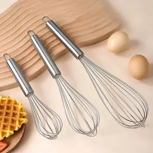 3 Pack Stainless Steel Whisks — Food Mixers, Hand Whisks, and Milk Frothers — Suitable for Kitchen Supplies, Utensils, Baking Tools, Cooking, and Home Use