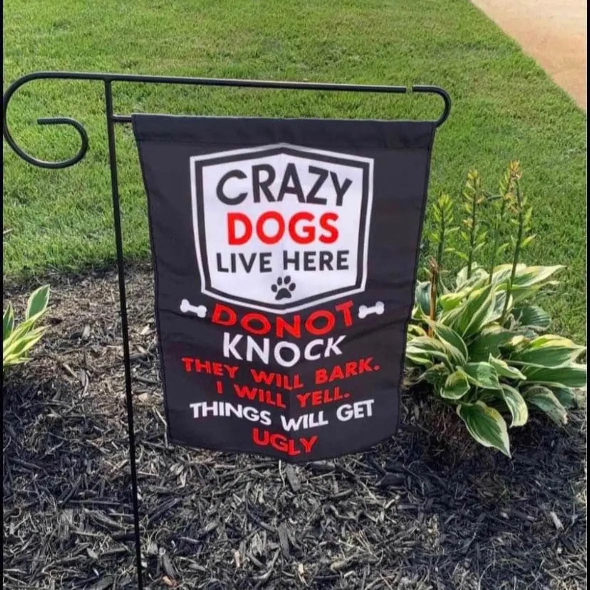 USA SELLER -“Crazy Dogs Live Here” Home Porch Flag Outdoor Dog Premium Decorative Garden Flag