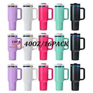 H2.0 40oz Quencher 16pack Rainbow Plated Stainless Steel Double Insulated Travel Mug Leak-proof for Laser Engraving Outdoor Sports Camping Drinkware Flasks 500-1000 Ml