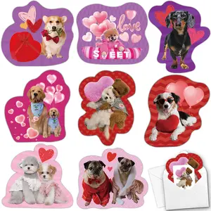 Valentine's Day Cards for Kids, 32Pack Pet Dog Valentines Cards with Tattoos&Envelopes, Happy Valentines Car