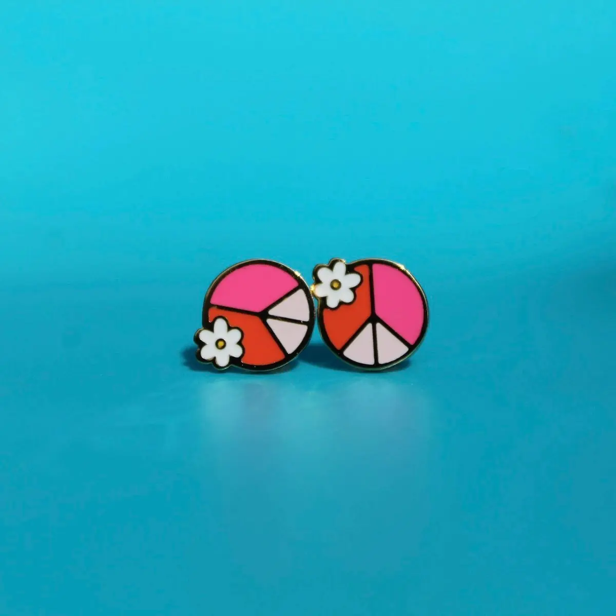 Pink Peace and Blossom Screw Back Earrings party earring
