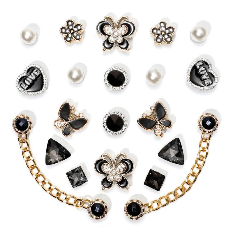 20pcs Bling Plastic Butterfly Flower Sparkling Rhinestones Diy Shoe Decoration Charms For Women's Party Favor Pink Footwear Pearl 20pcs Bling Plastic Butterfly Flower Sparkling Rhinestones Diy Shoe Decoration Charms For Women's Party Favor Pink Footwear Pearl