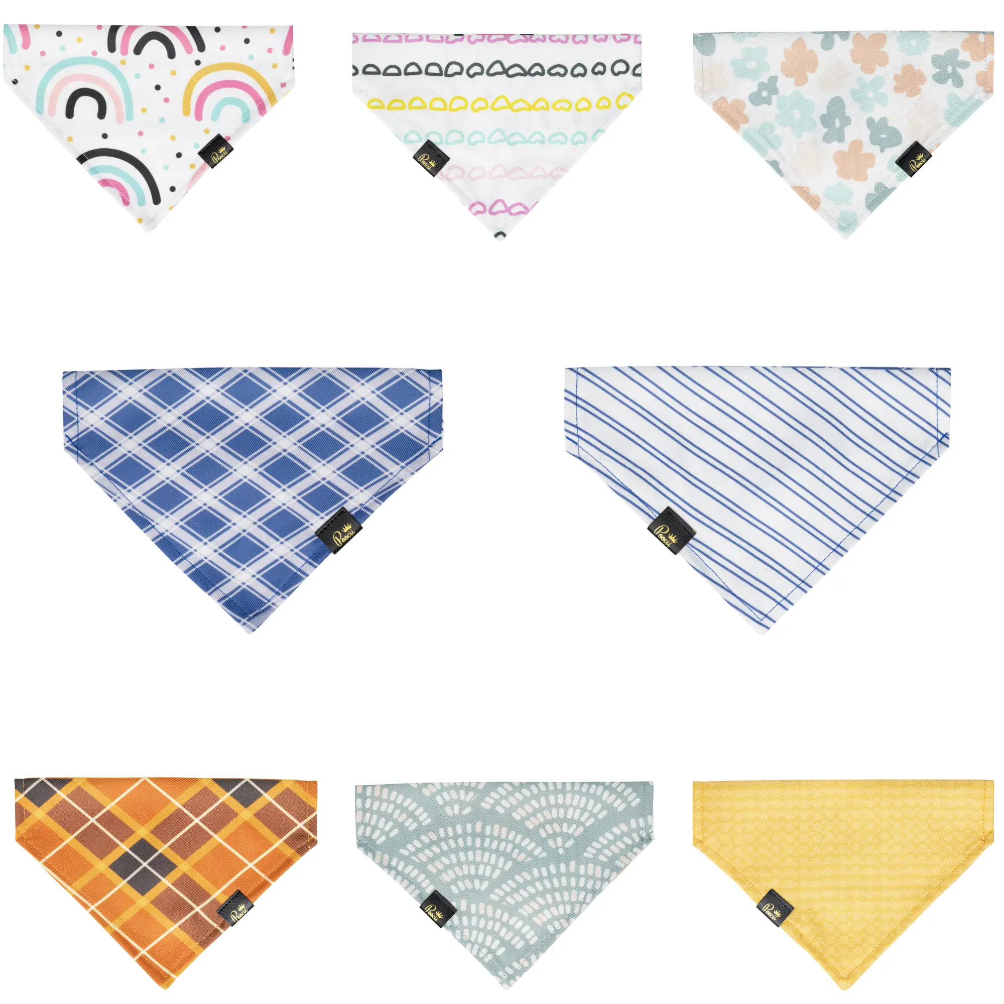Reversible Bandana for Dogs - Adjustable Triangle Scarves Durable Two Patterns Cats Handkerchief - Boys & Girls Puppy Bibs Scarf for Pets