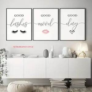 3-Piece Set, False Eyelash Theme Decorative Wall Art Poster & Print Living Room/Girl's Bedroom Decor Canvas Painting, Canvas Print, 2D Frameless