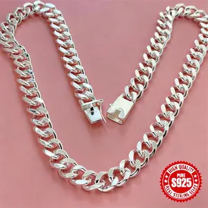 925 Sterling Silver  Cuban Link Curb Chain Necklace for Men Women exquisite noble gorgeous charm fashion for men women chain wedding Necklace jewelry