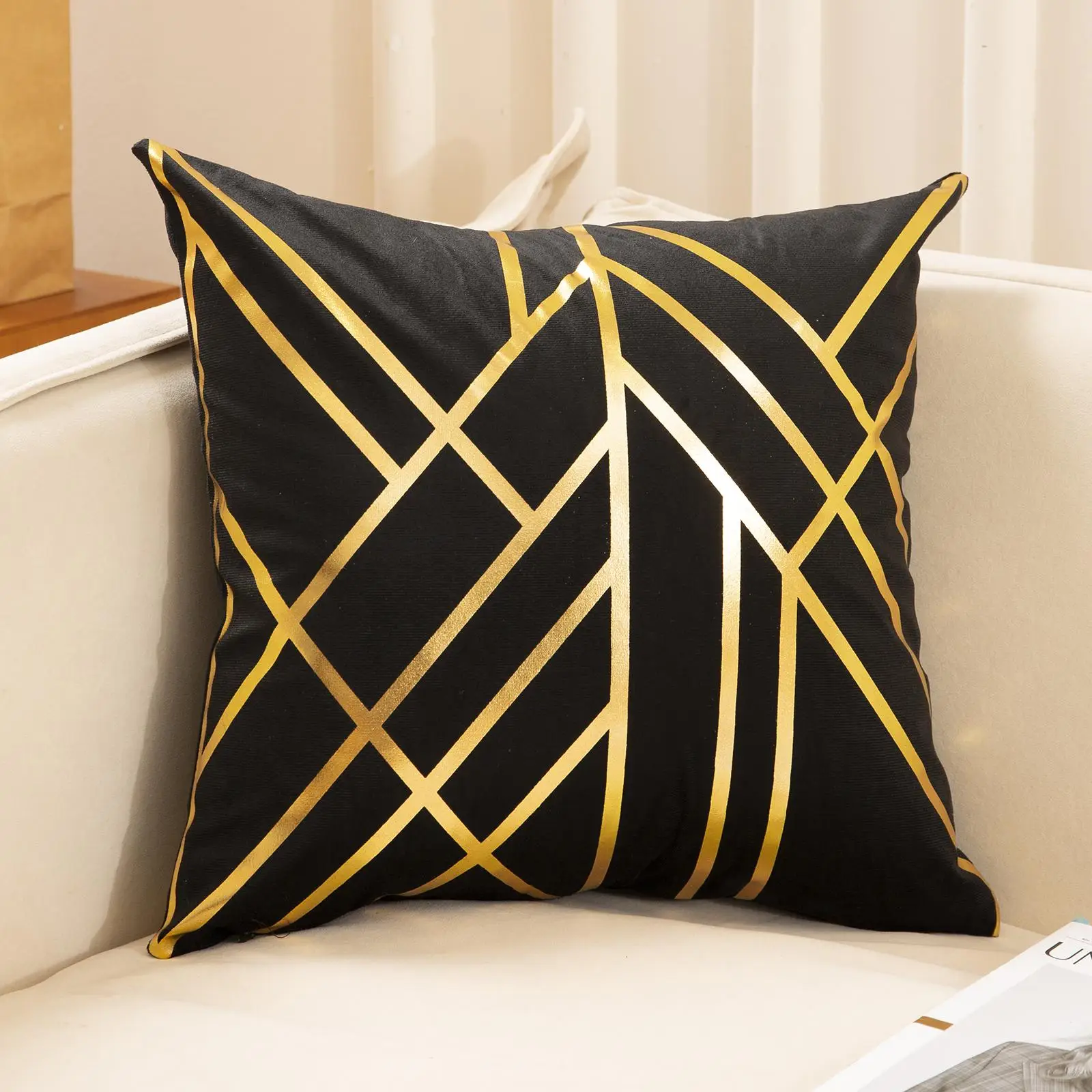 Geometric Pattern Cushion Cover without Filler, Modern Abstract Geometric Pillow Cover, Square Throw Pillow Cover for Home Sofa Bed
