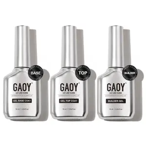 GAOY 3 Pcs 16ml Clear Glossy No Wipe Combination for UV Light Cure Gel Nail Polish - Perfect for Salon and Personal Use