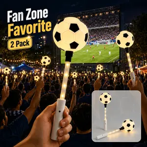 Pack of 2 glowing soccer sticks, suitable for children and fans; handheld LED soccer cheering light with 3 modes—an ideal choice for game days, soccer parties, and team gifts.