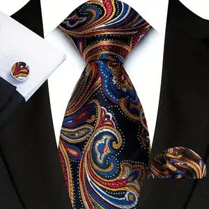 2026 New Luxury Men's Tie, Cufflinks, and Handkerchief Set - Ideal Gift for Fashionable Business, High Quality, and Special Occasions