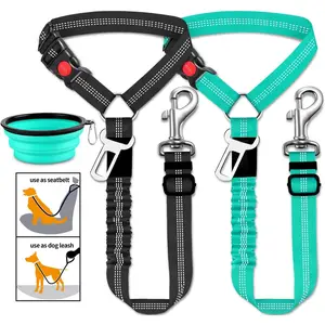 3-Pack Retractable Dog Seat Belts – Adjustable Car Harness for Headrests