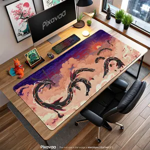 PKM Rayquaza Sunset Cloud Anime Legendary Hoenn Sky Serpent Deskmat and Mousepad Desk Mat
