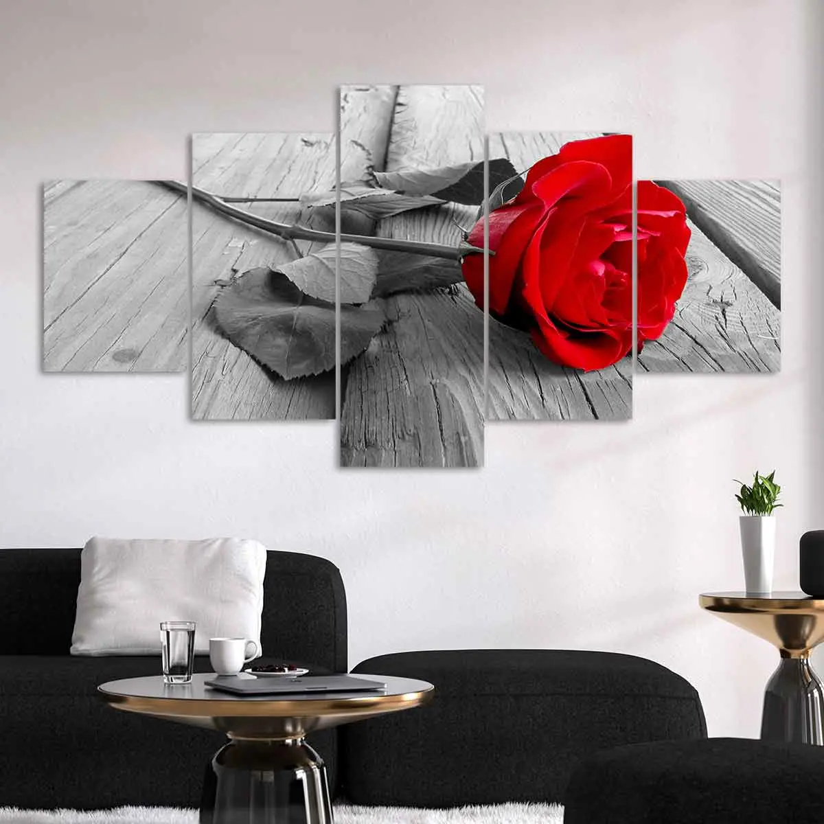 Red Rose Pattern Canvas Painting, 5 Counts/set Modern Art Print, Modern Art Design, Wall Art Decor for Home Living Room Bedroom Office, Ornaments