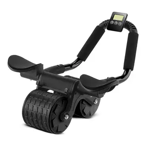 Elbow Support Rebound Roller Wheel, Abs Workout Equipment with Knee Mat & Timer, Abs Exercise Roller for Women Men