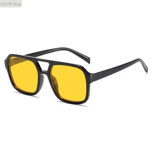 Y2K Korean Retro Aviator Sunglasses | Double Bridge Square Frame Glasses | UV400 Polarized | TikTok Viral K-Style Streetwear Ocean Coastal Aesthetic | Driving Beach Travel Outdoor Use