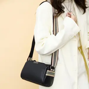 Women's Genuine Leather Crossbody Bag, Chic Small Messenger Purse with Wide Strap, Elegant Casual Shoulder Handbag for Travel