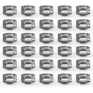 30PCS 304 Stainless Steel Adjustable Worm Gear Hose Clamp Kit, 5/8" to 1" (16–25 mm) Heavy Duty Small Clamps for Automotive, Fuel Line, Pipe, Radiator