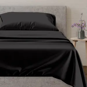 100% Egyptian Twin XL Size - 3 600 Count Twin XL Egyptian (Black),, Cooling, 16" Deep Pocket Sateen Weave Bedsheet