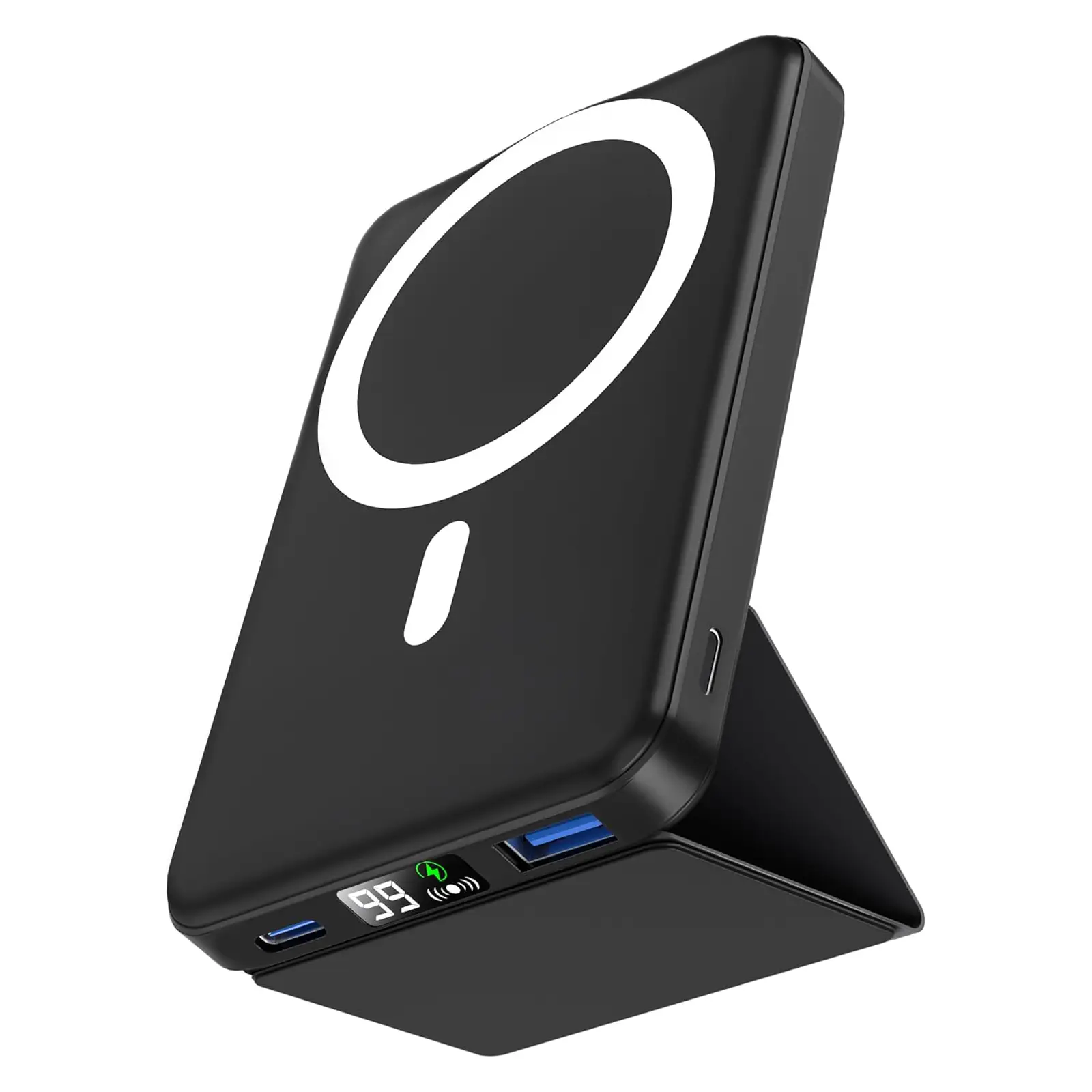 Podoru 10000mAh Wireless Charger, for MagSafe Magnetic Fast Charging Power Bank with Foldable Stand and USB-C Cable, for iPhone 16/15/14/13/12 Series
