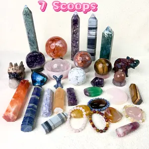 7 Scoops-Mystery Crystal Scoop with Healing Stones, Rare Crystals Surprise, Perfect for Gifts & Collectors