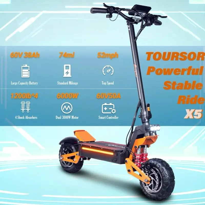 6000W 60V 38Ah Foldable High-Speed Long-Range Electric Scooter E-Scooter