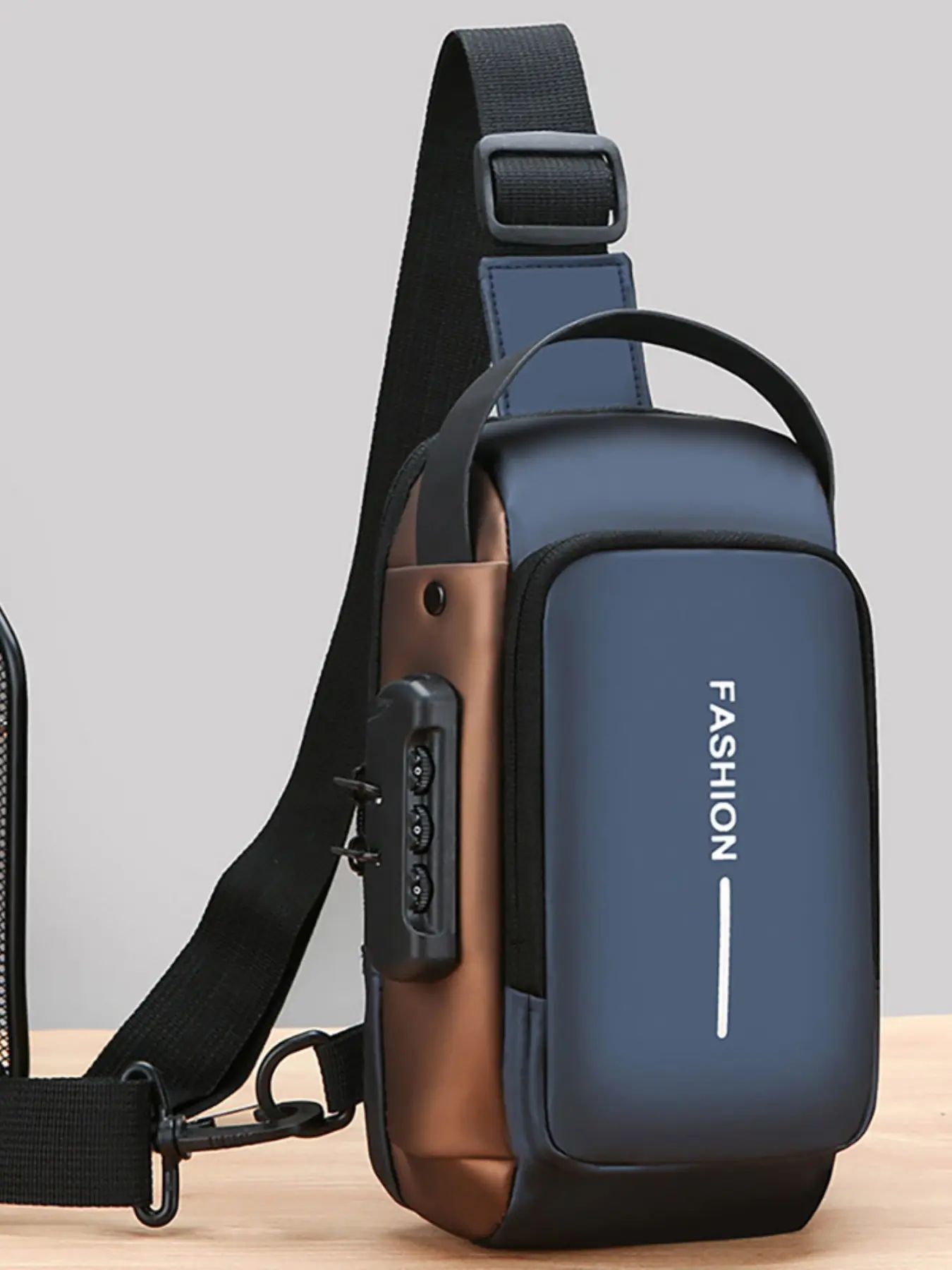 Fashion Men's Solid Color Chest Bag with Adjustable Straps, Durable Crossbody Bag with Zipper Closure, Casual Fashion Crossbody Bags, Zippered Sling Bag, Fashionable Casual Bag