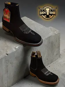 Men's Western Ankle Boots Genuine Nobuck Leather / Botines para Hombre Piel Genuina gamuza