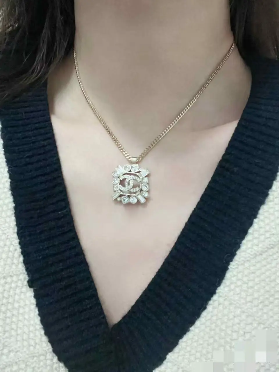 Pre-owned CHANEL metals Bag Accessories Square Necklace