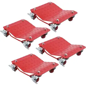 GAOMON Car Dolly Set of 2, 3000 LBS Capacity Wheel Dolly, Heavy Duty Tire Cart for Moving Cars with 360° Rotational Wheels, Red