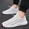 Summer New Trendy Fashion Mesh Breathable Shock-Absorbing Solid Color Hollow Red Bottom Running Kicks Casual Men's Sports Shoes Runner